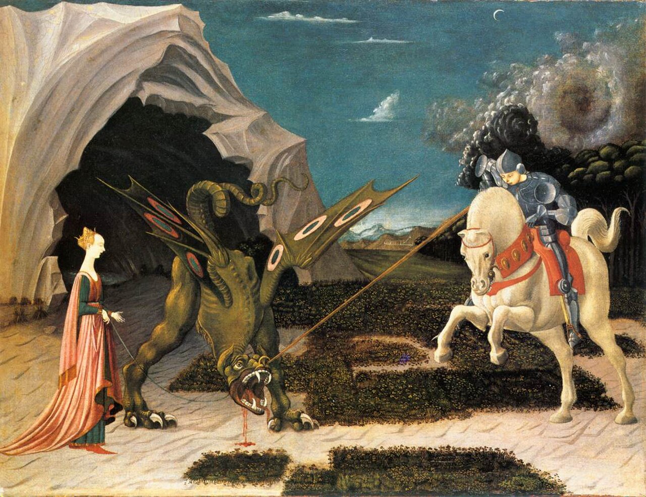 A knight battling a dragon